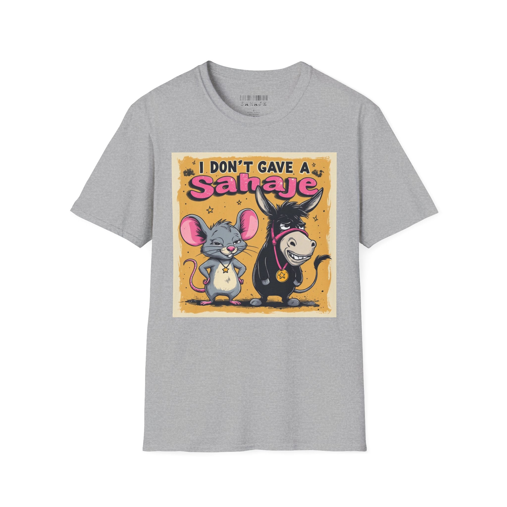 Don’t Give a Satrage T-Shirt — Funny Mouse & Donkey Cartoon Tee