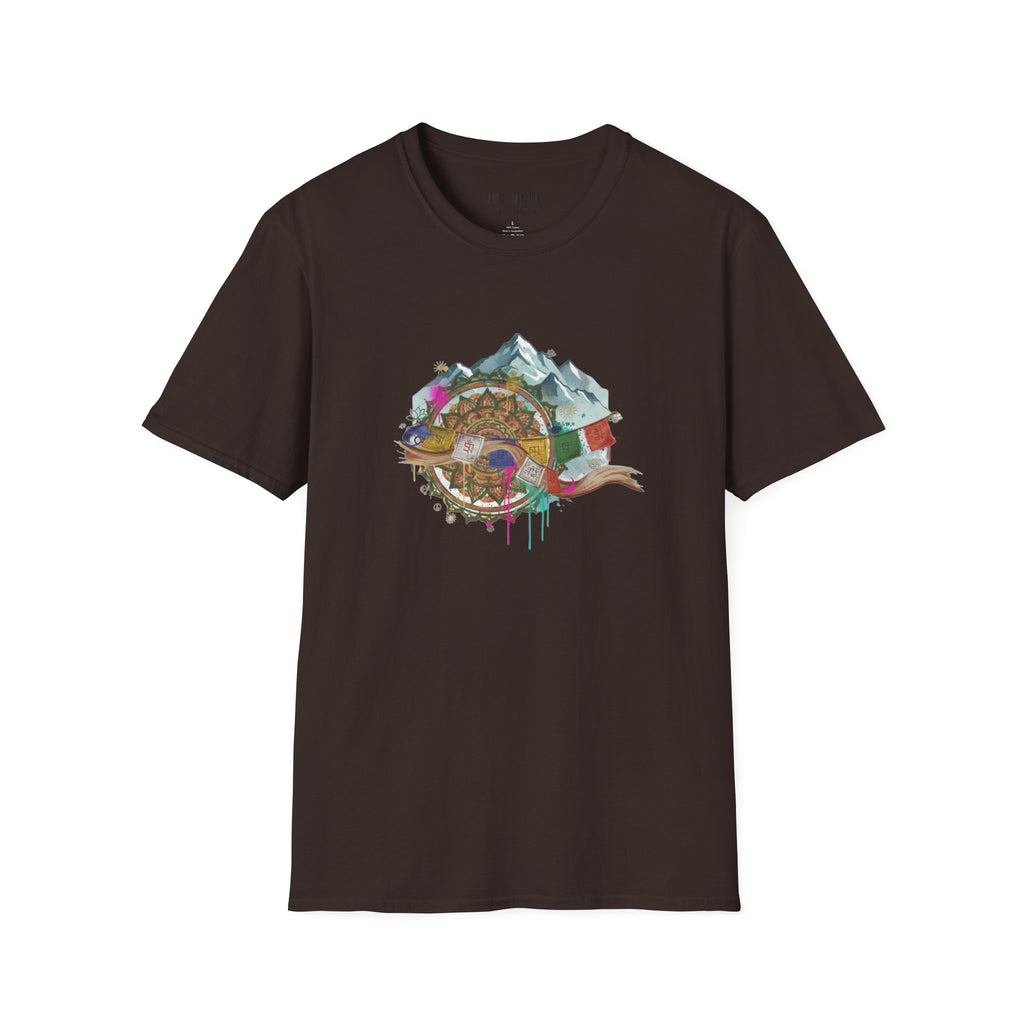 Adventure Turtle Graphic T-Shirt — Mountain Shell Nature Art Tee
