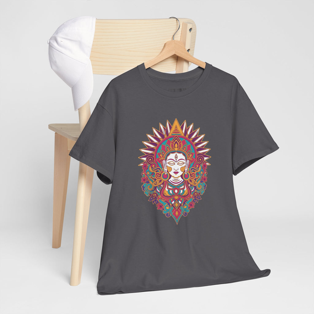 Spiritual Goddess Sun Mandala Tee — Colorful Boho Yoga T‑Shirt