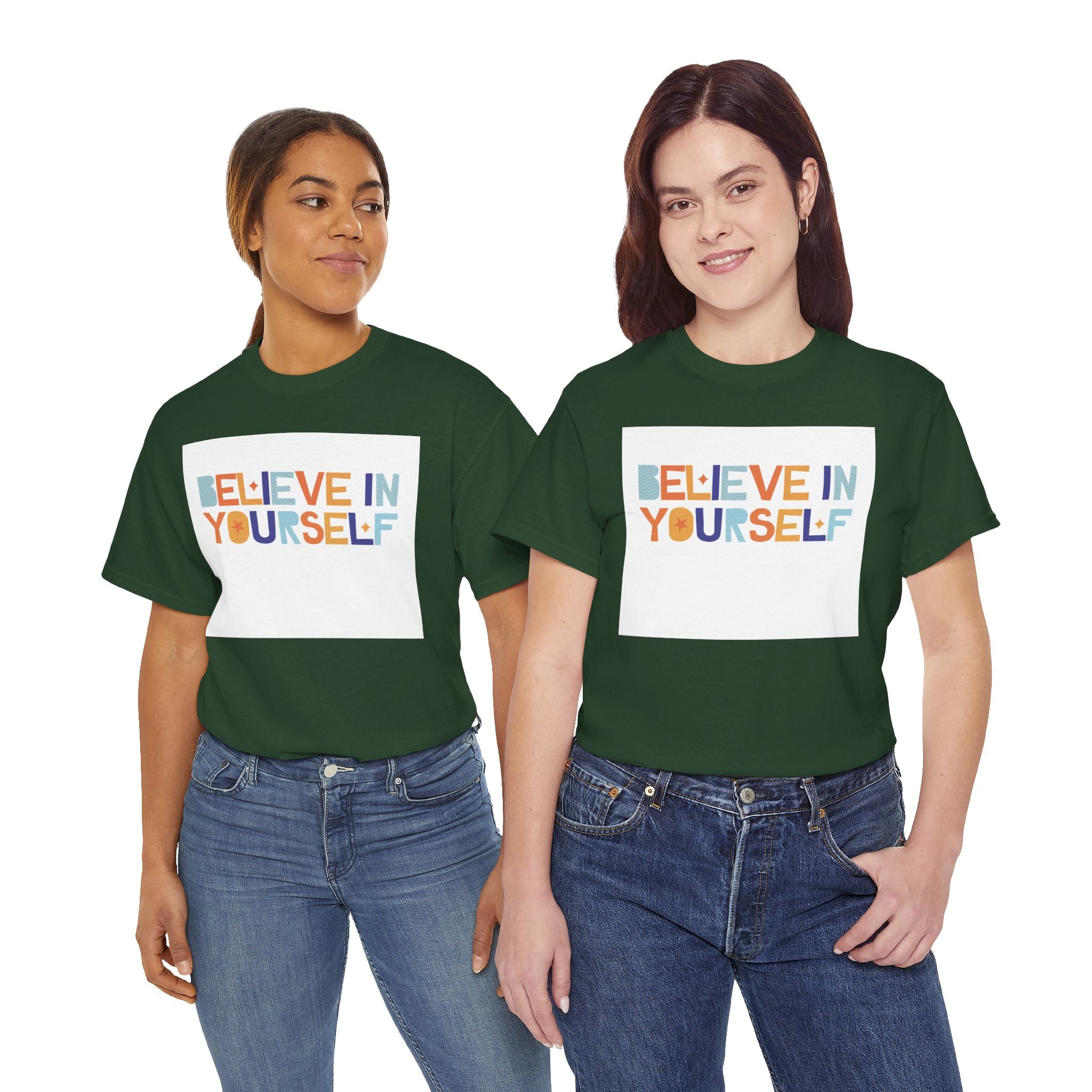 T-Shirt — "Believe in Yourself" Colorful Retro Motivational Tee