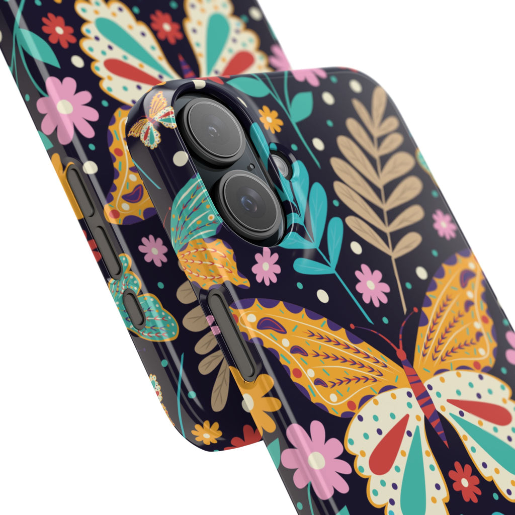Butterfly Floral Slim Phone Case — Colorful Boho Garden Design