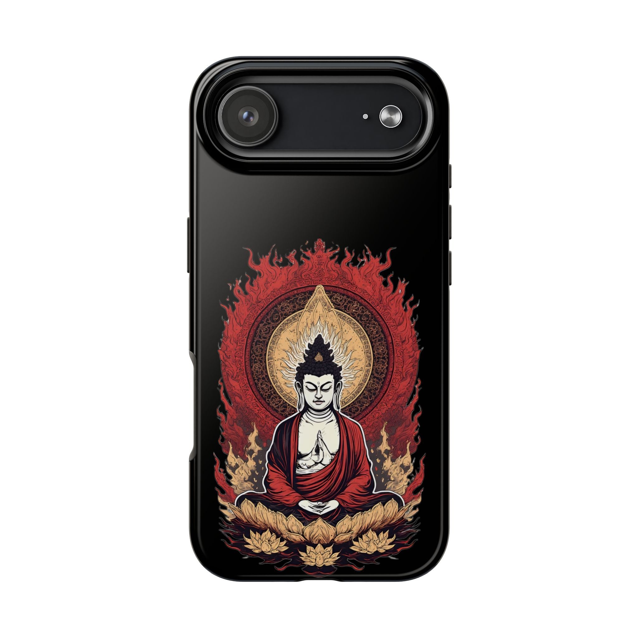 Buddha Meditation Tough Phone Case — Flame Halo Lotus Spiritual Protective Cover