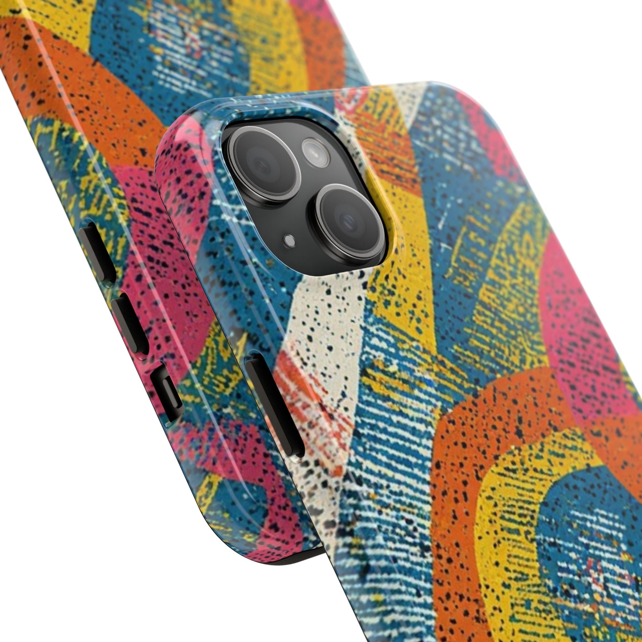 Bold Retro Abstract Tough Phone Case — Colorful Geometric Protective Cover