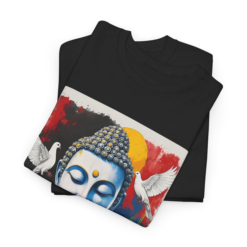 Buddha Peace Tee — Colorful Buddha & Doves Graphic T-Shirt