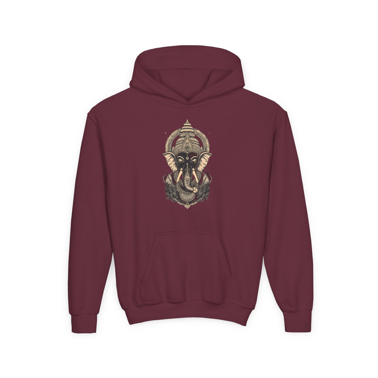 Youth Hoodie — Majestic Ganesha Elephant Art Graphic