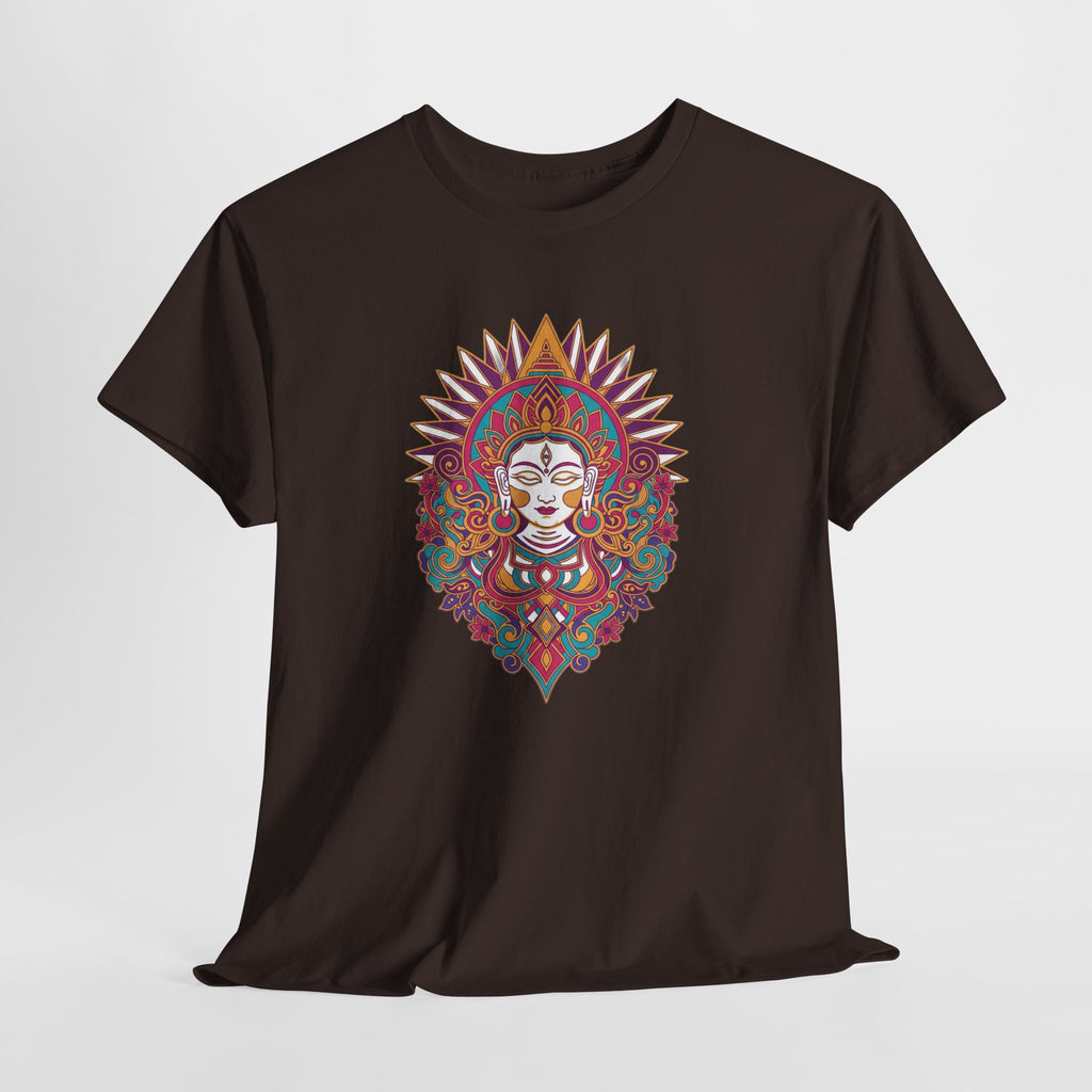 Spiritual Goddess Sun Mandala Tee — Colorful Boho Yoga T‑Shirt