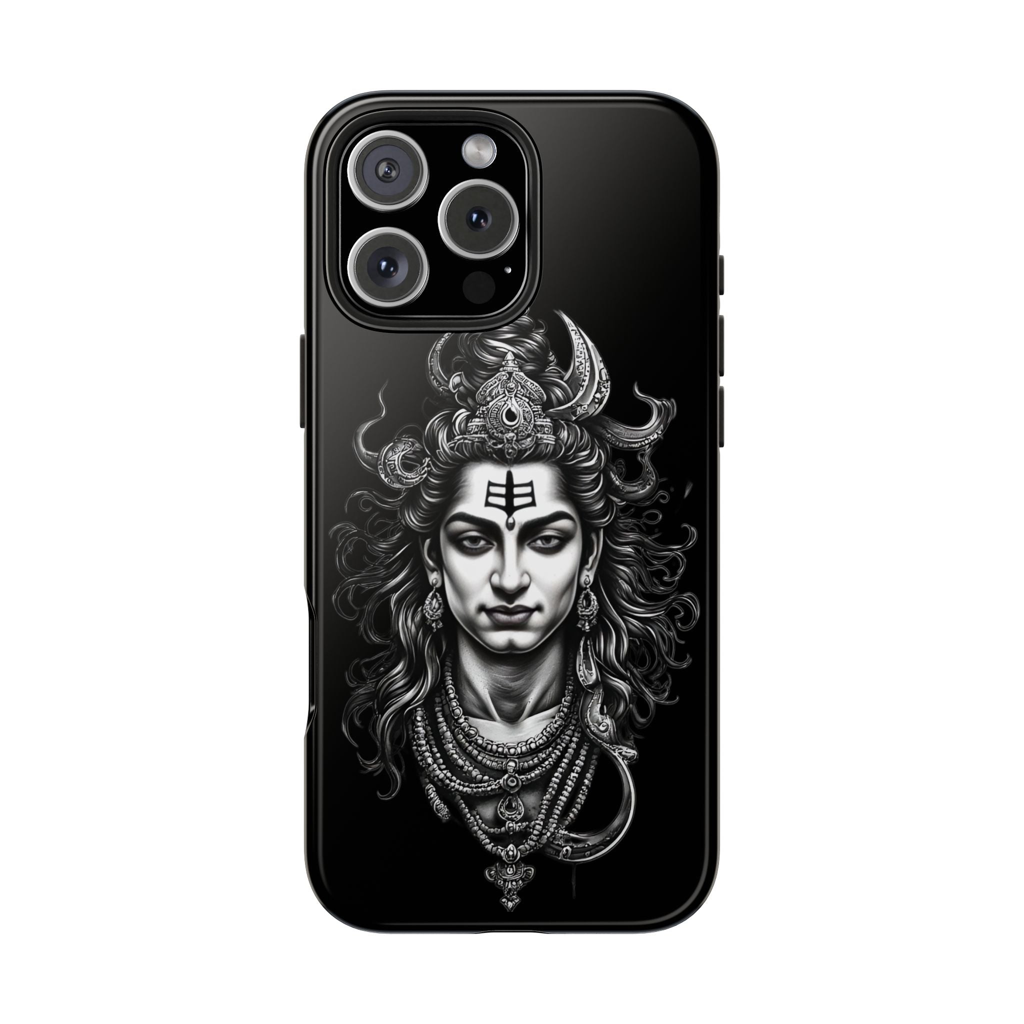 Phone Case — Intricate Lord Shiva Illustration on Black Tough Case