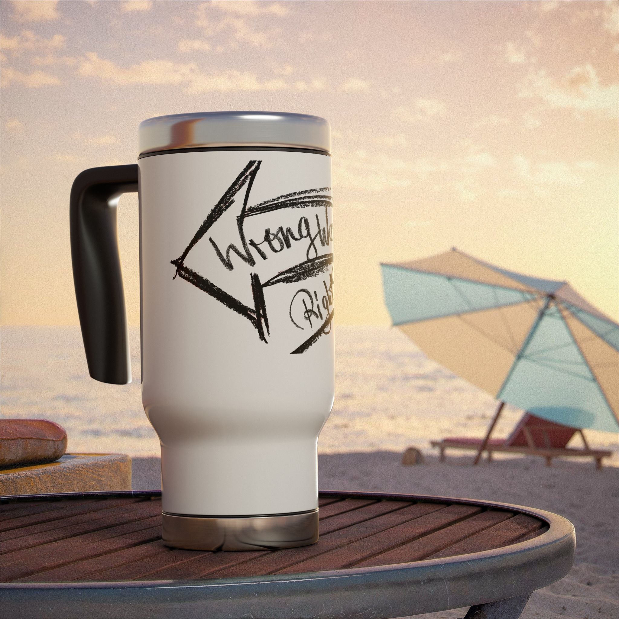 Stainless Steel Travel Mug - Wrong Way Right Way Design, Coffee Cup for Travel, Unique Gift for Commuters, Road Trip Mug, [...]