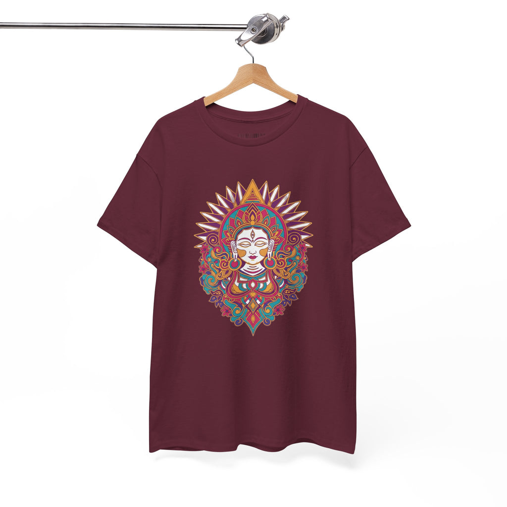 Spiritual Goddess Sun Mandala Tee — Colorful Boho Yoga T‑Shirt