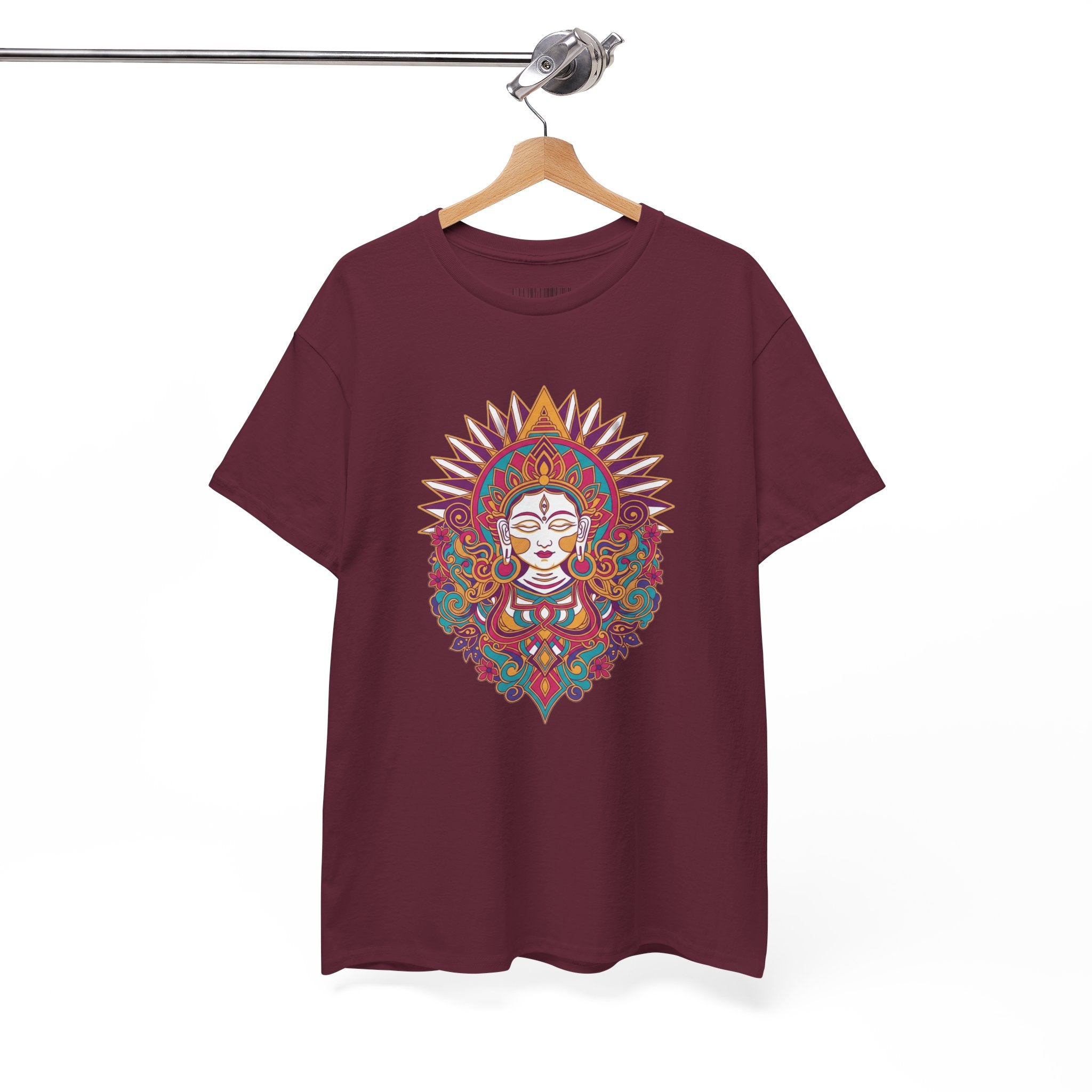 Spiritual Goddess Sun Mandala Tee — Colorful Boho Yoga T‑Shirt