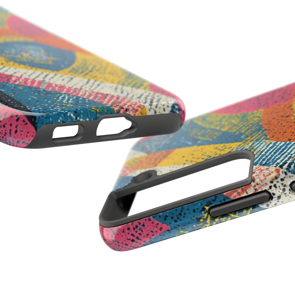 Bold Retro Abstract Tough Phone Case — Colorful Geometric Protective Cover