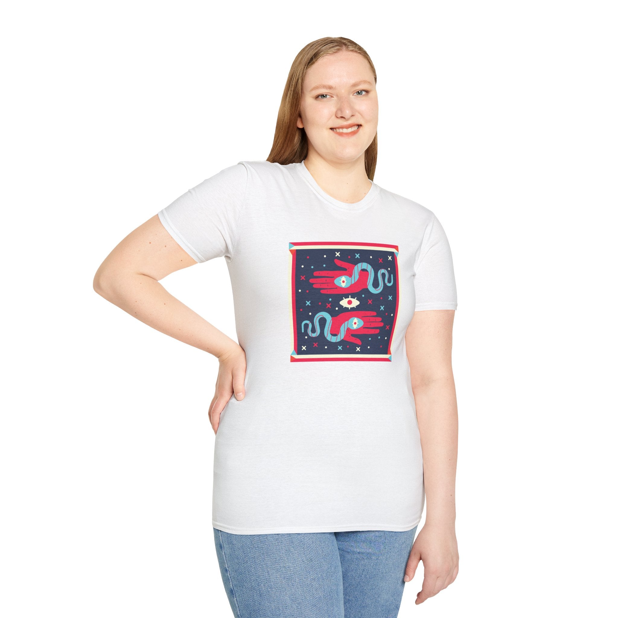 Cosmic Birds Graphic T-Shirt — Retro Celestial Swans Illustration
