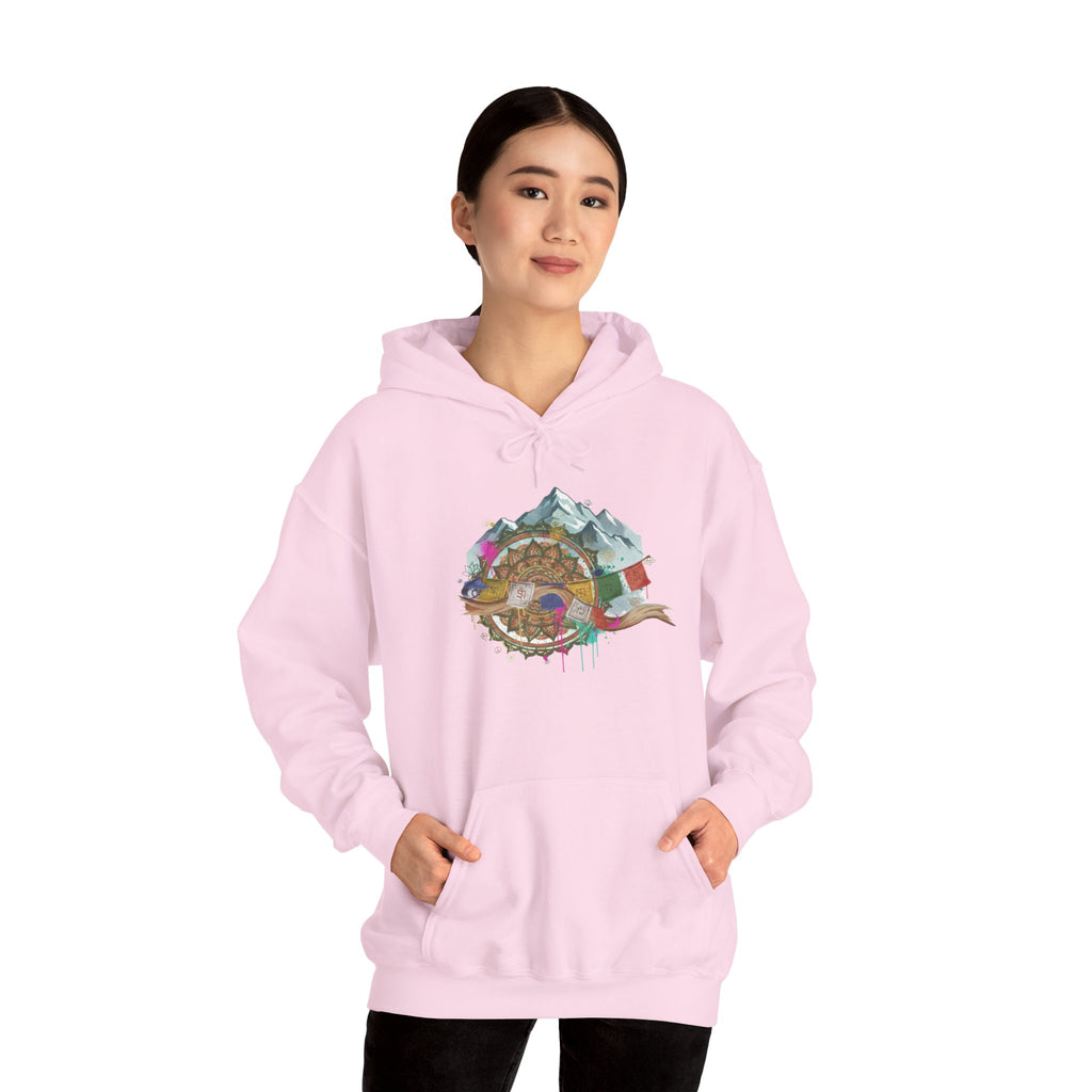 Adventure Landscape Hoodie — Cozy Mountain & Cabin Graphic Sweatshirt