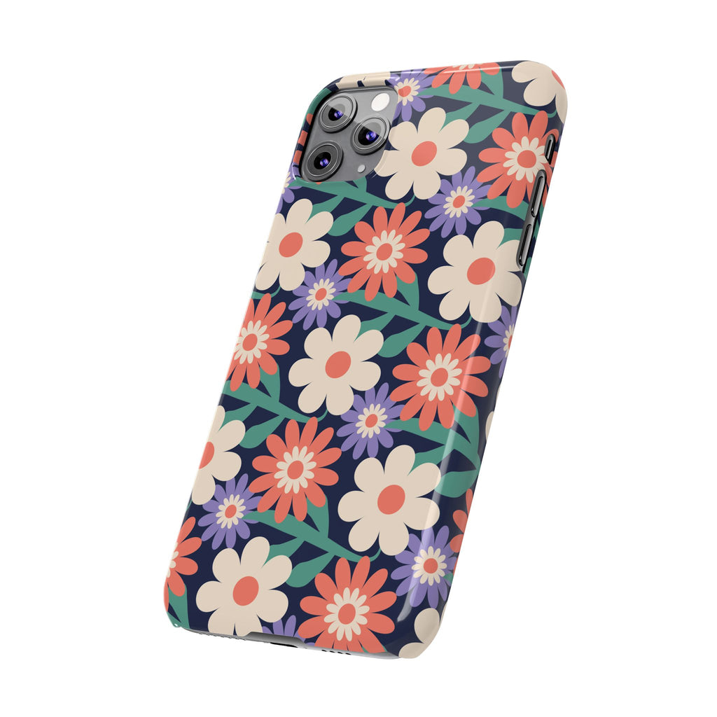 Floral Retro Slim Phone Case – Navy Ditsy Flowers