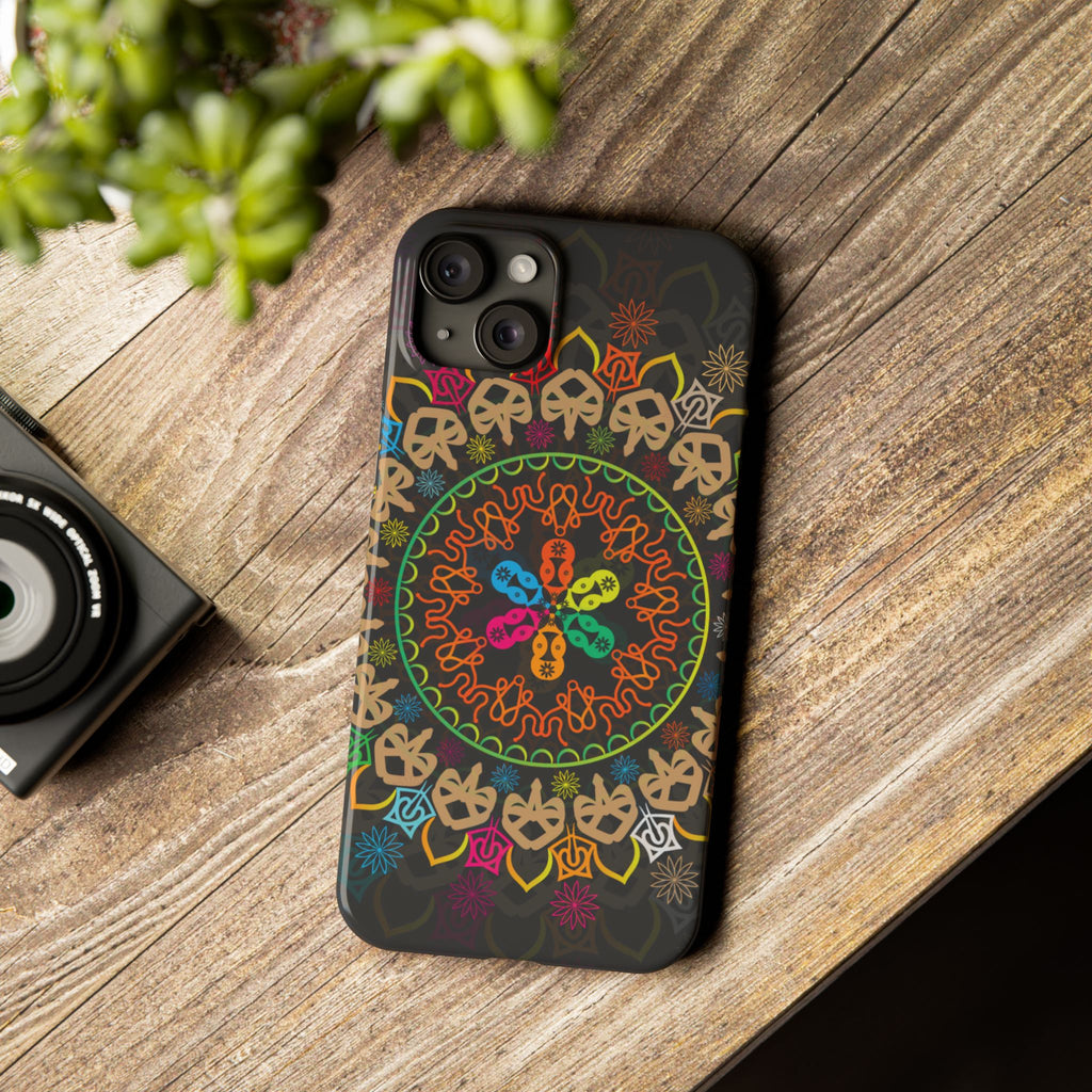 Tropical Mandala Phone Case, Colorful Slim Phone Case, Trendy Phone Cover, Artistic Gift, Eco-Friendly Phone Accessory