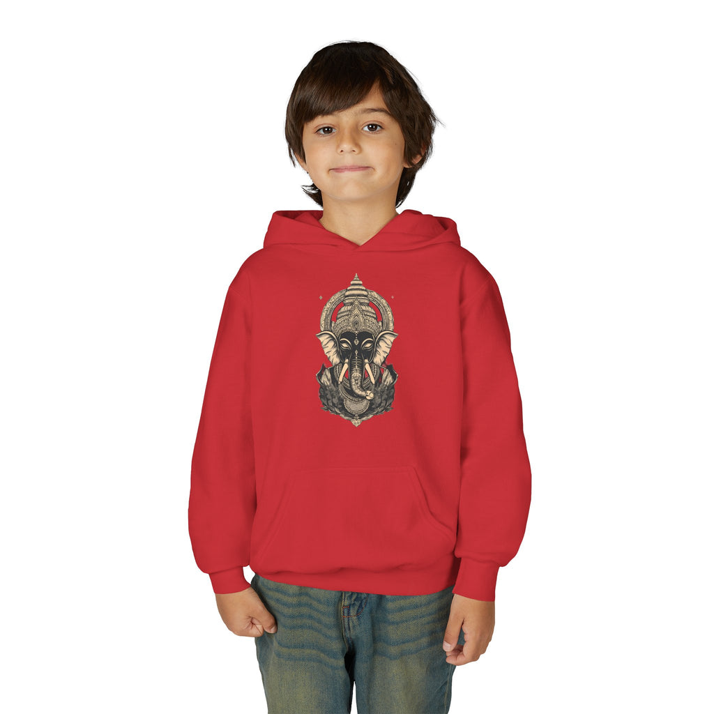 Youth Hoodie — Majestic Ganesha Elephant Art Graphic