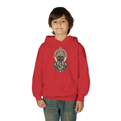 Youth Hoodie — Majestic Ganesha Elephant Art Graphic