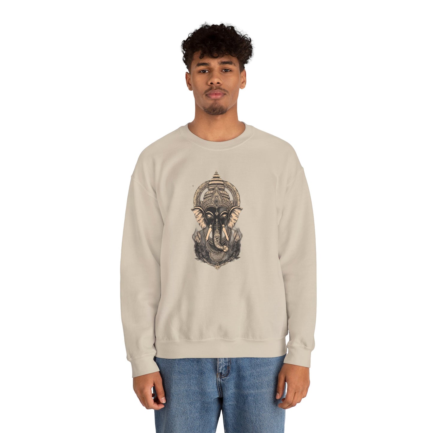 Elephant Mandala Crewneck Sweatshirt — Spiritual Indian-Inspired Graphic