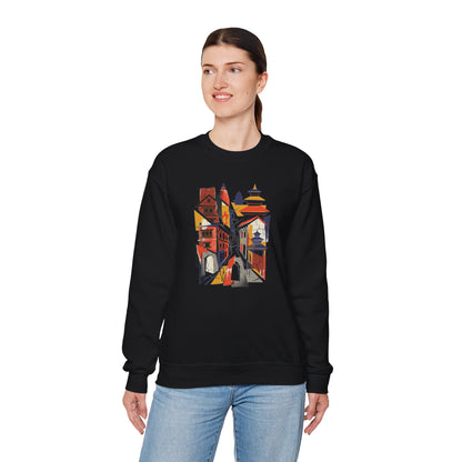 Crewneck Sweatshirt — Abstract Cityscape Graphic (Colorful Architectural Illustration)