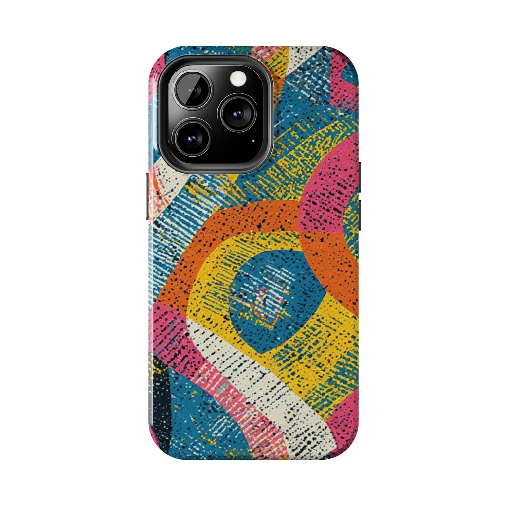 Bold Retro Abstract Tough Phone Case — Colorful Geometric Protective Cover