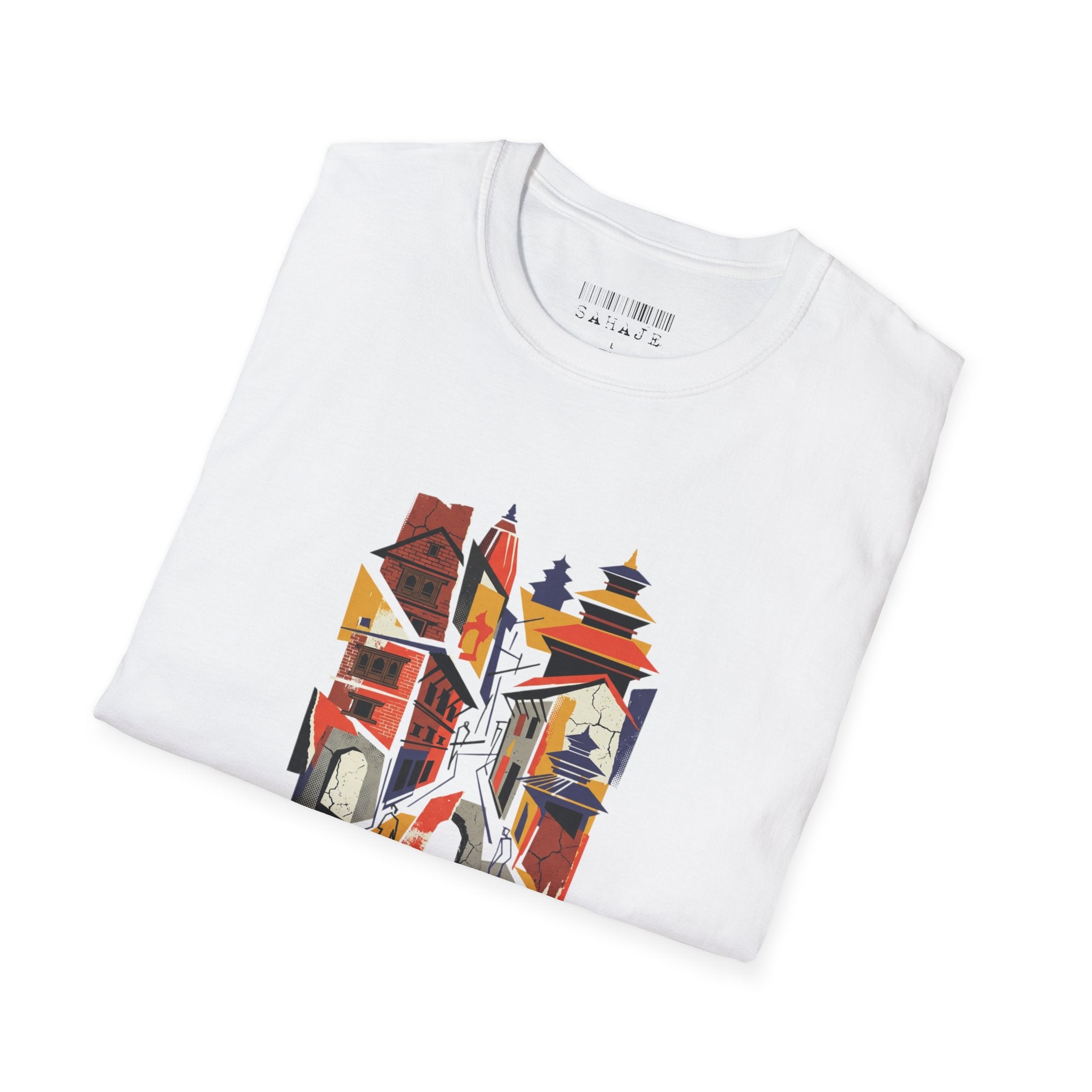 Cityscape Art Tee — Abstract Urban Alley Illustration T-Shirt