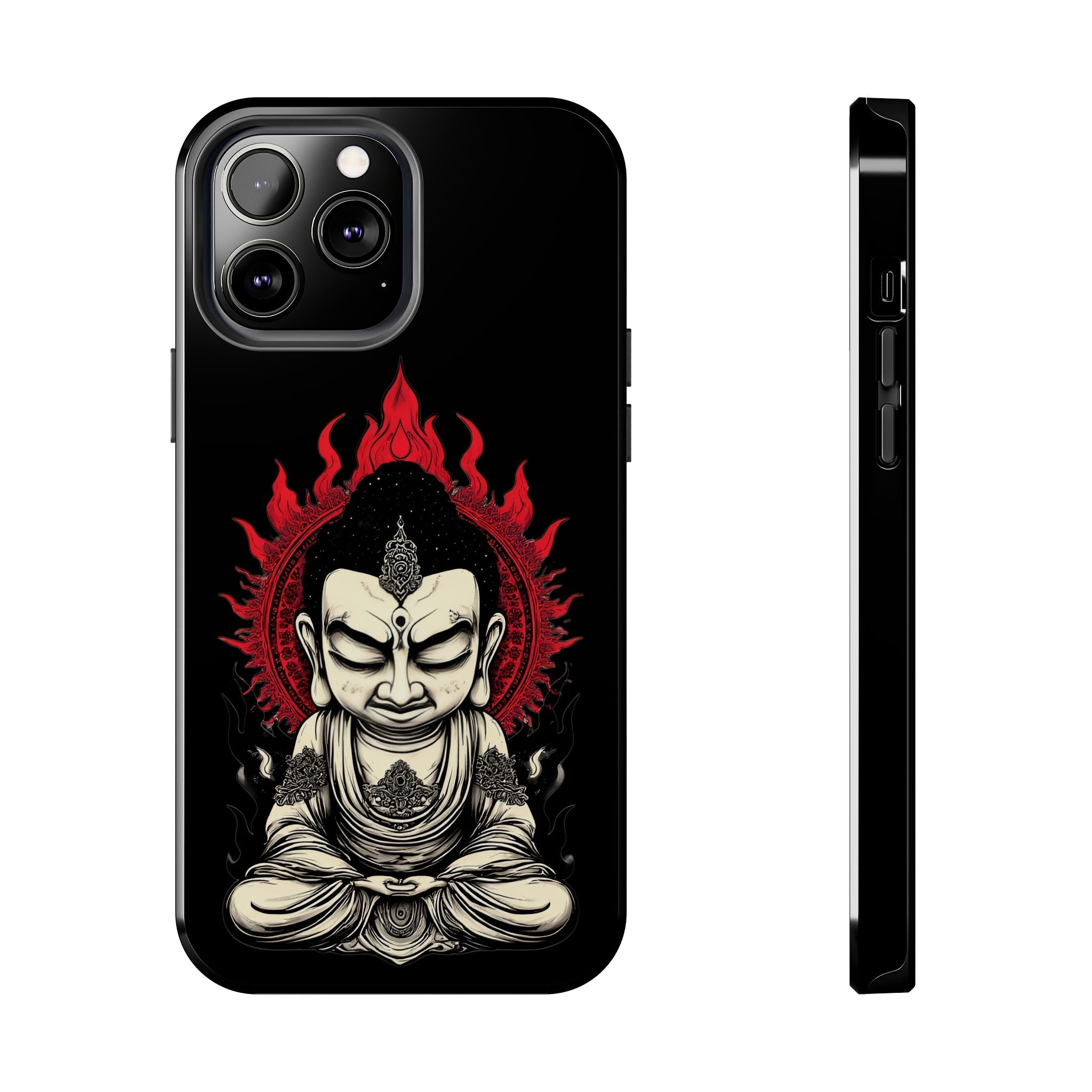 Meditative Buddha Tough Phone Case — Red Flame Zen Protection