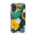 Floral Abstract Tough Phone Case — Colorful Daisies & Brushstroke Design