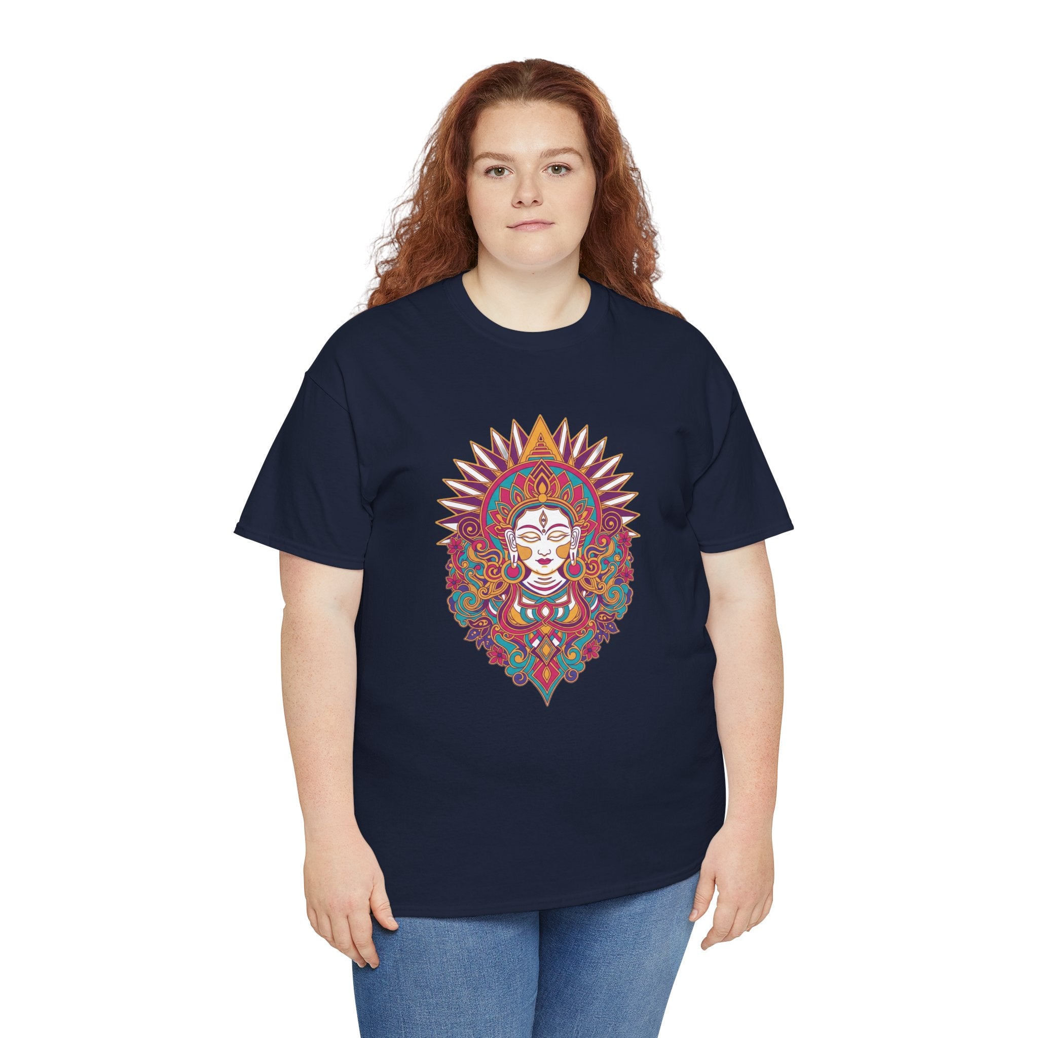 Spiritual Goddess Sun Mandala Tee — Colorful Boho Yoga T‑Shirt