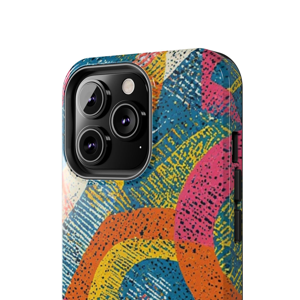 Bold Retro Abstract Tough Phone Case — Colorful Geometric Protective Cover