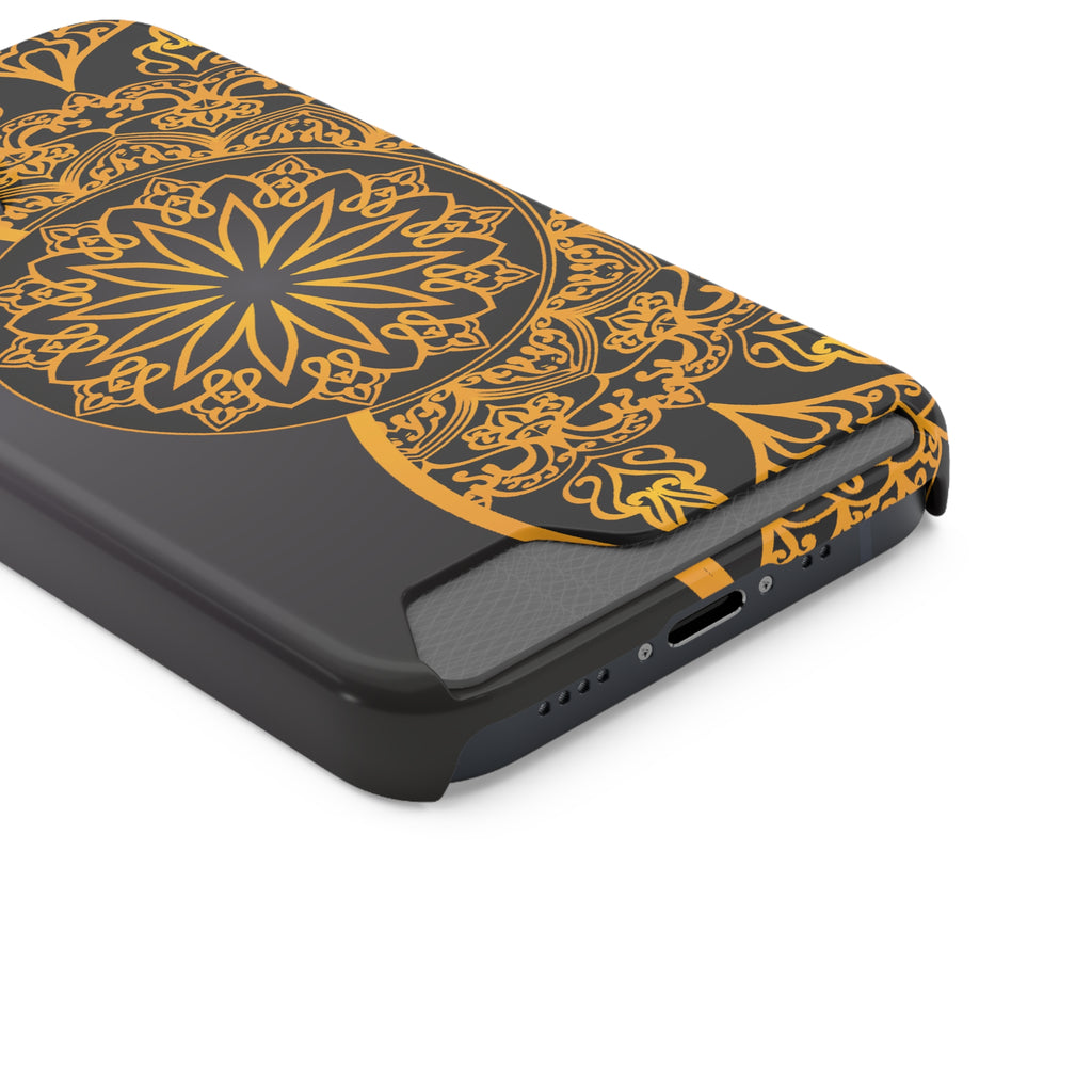 Elegant Mandala Phone Case With Card Holder, Boho Chic Gift, Smartphone Protector, Functional Accessory, Stylish Tech Decor