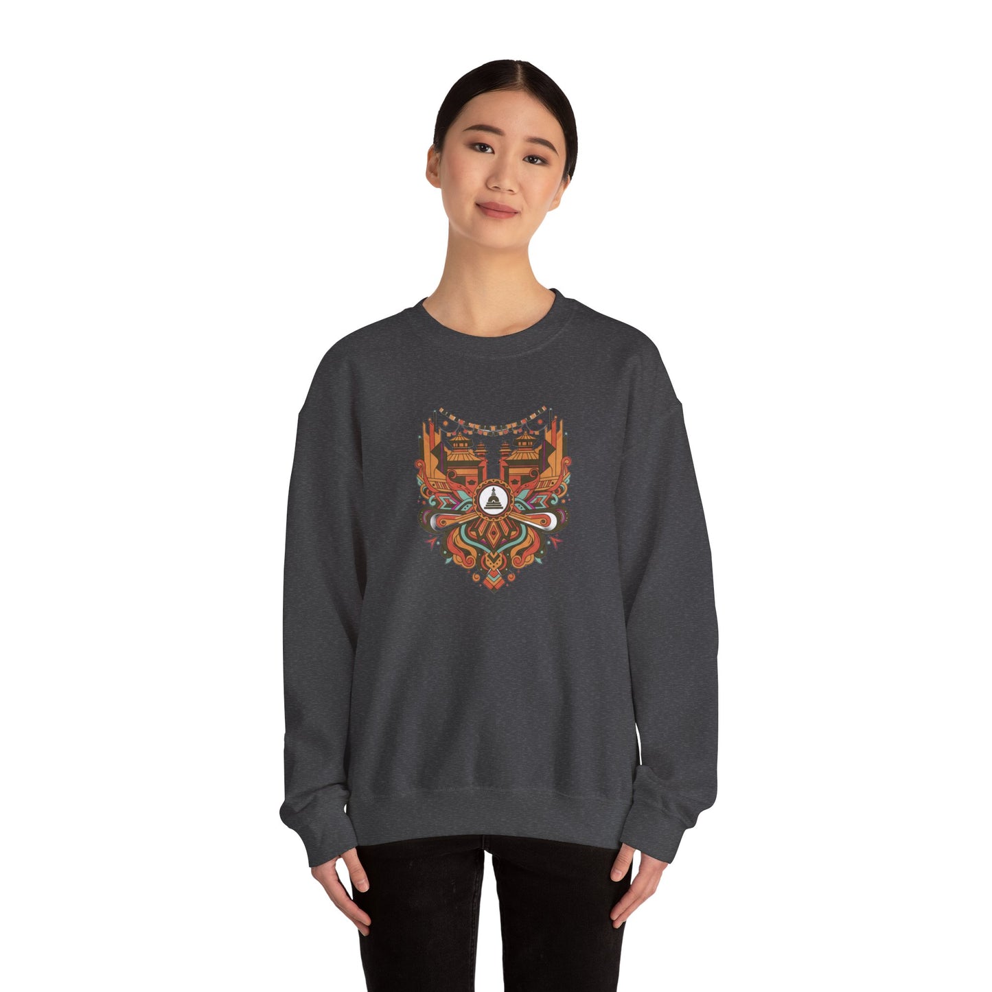Vintage Tribal Fox Sweatshirt — Geometric Forest Animal Crewneck