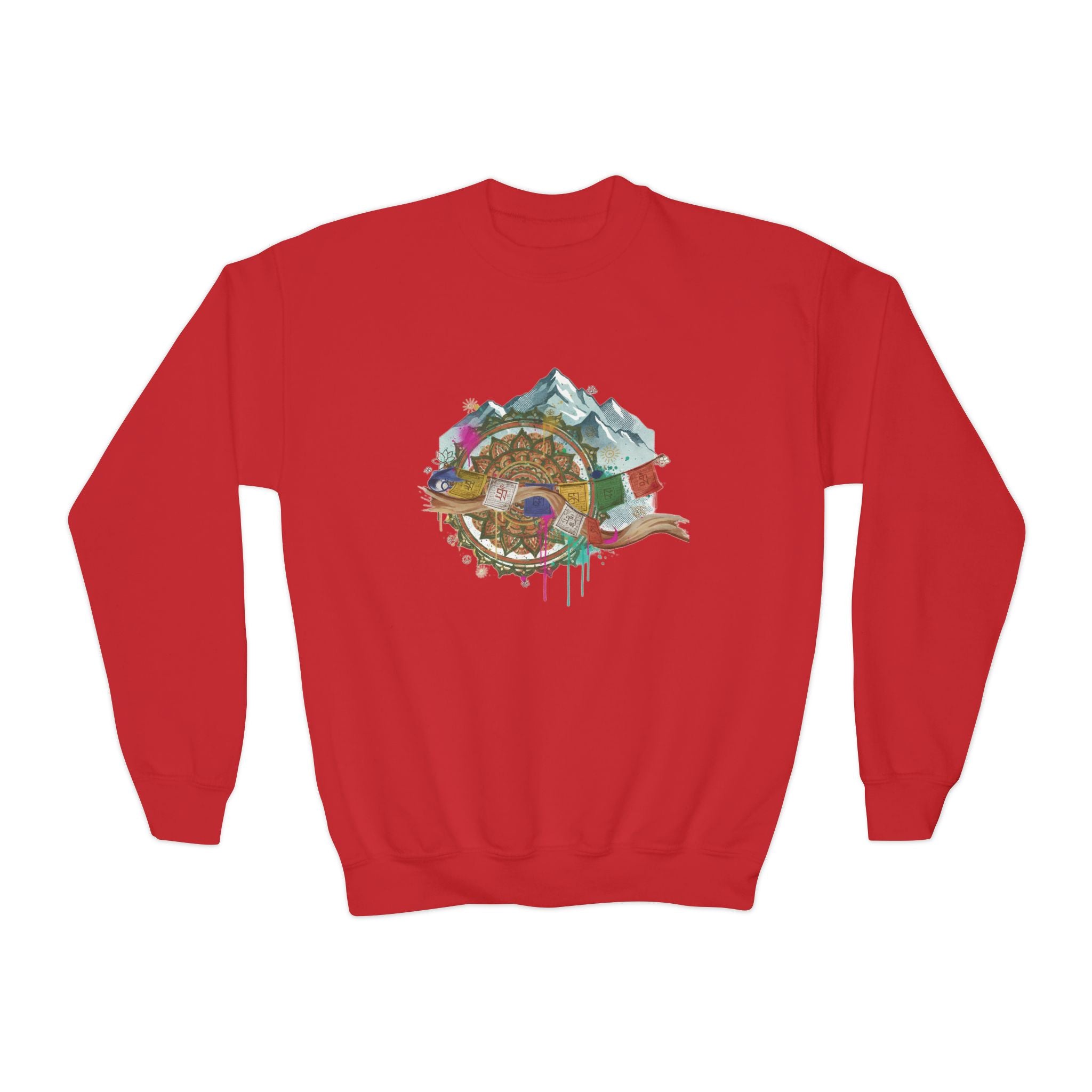 Youth Sweatshirt - Colorful Mountain Adventure Turtle Graphic Crewneck