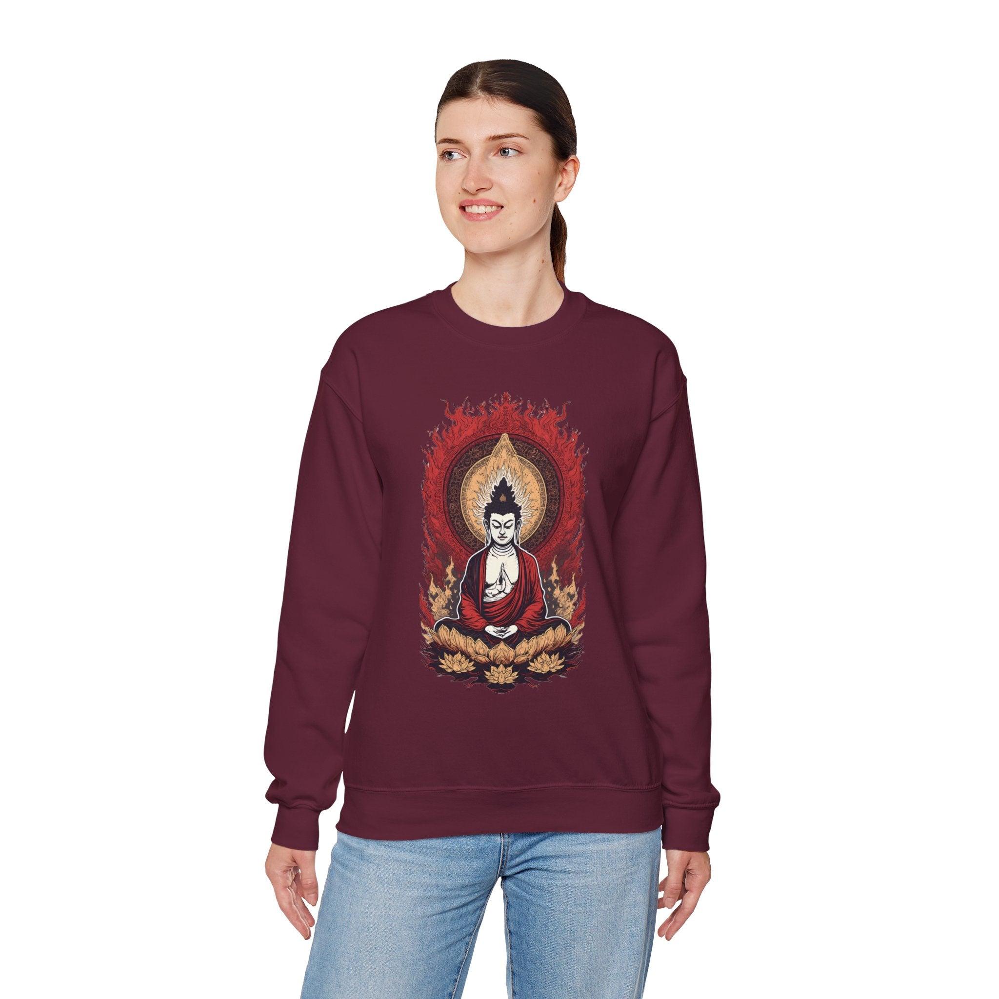 Buddha Lotus Flame Crewneck Sweatshirt