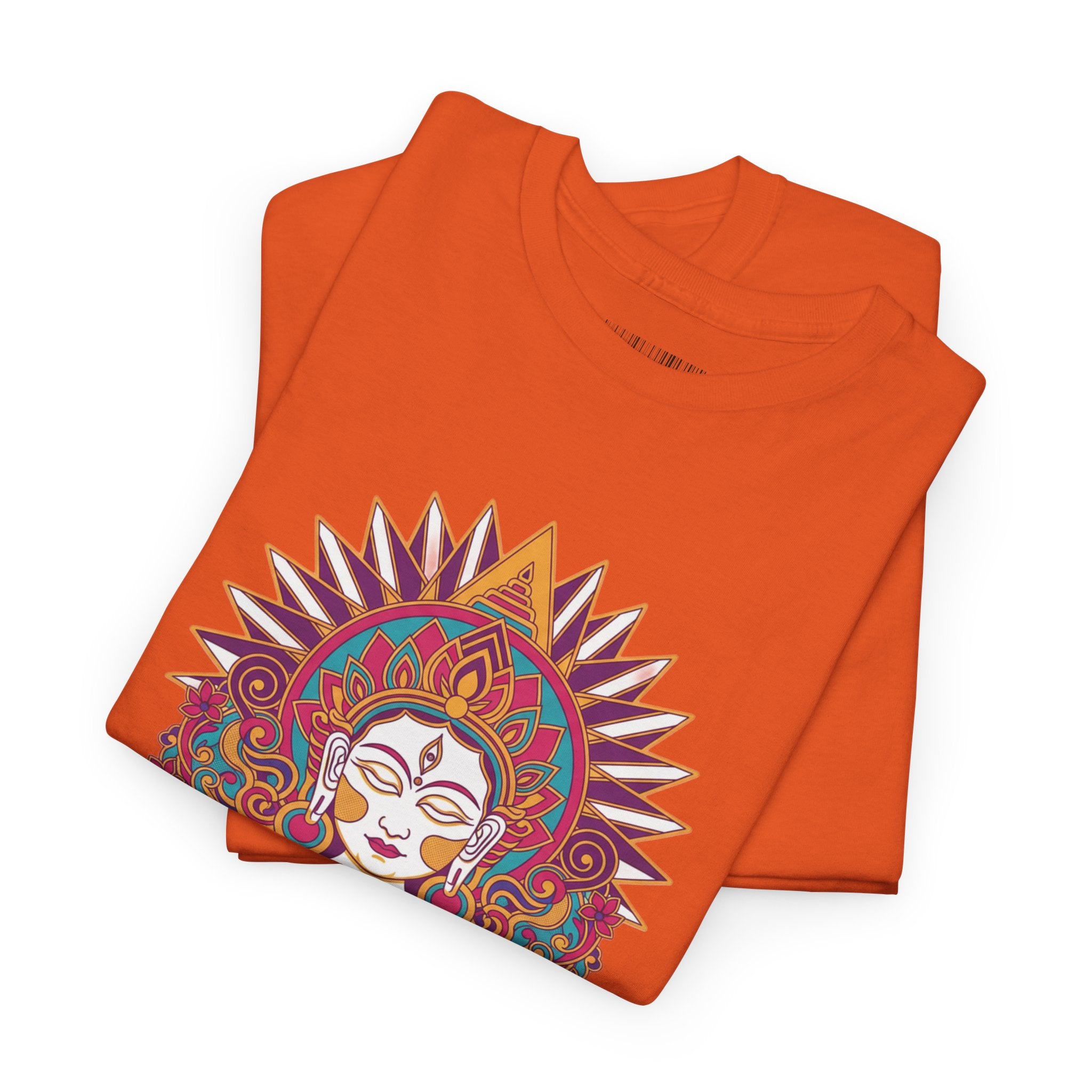 Spiritual Goddess Sun Mandala Tee — Colorful Boho Yoga T‑Shirt