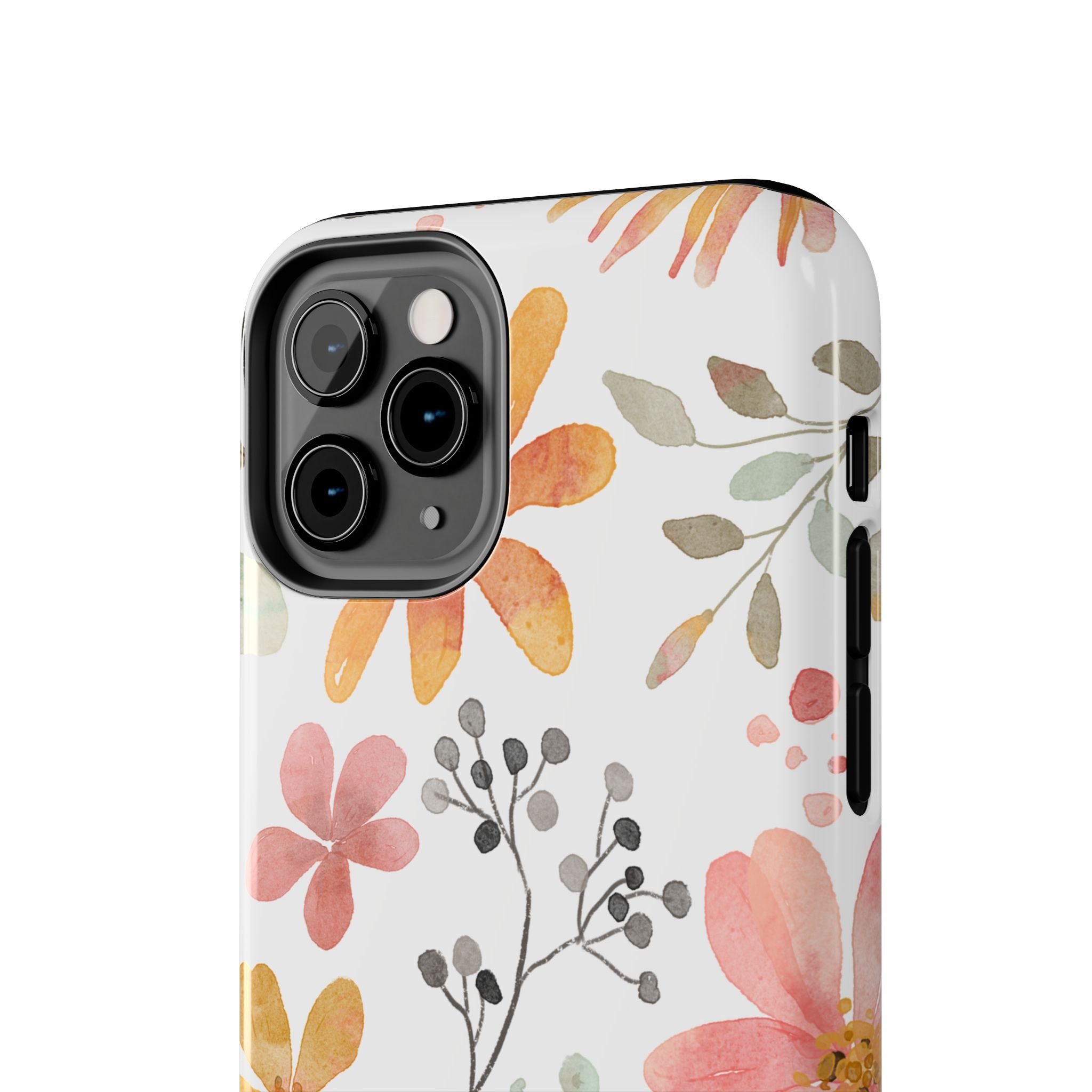 Floral Watercolor Tough Phone Case — Pink & Peach Botanical Protection