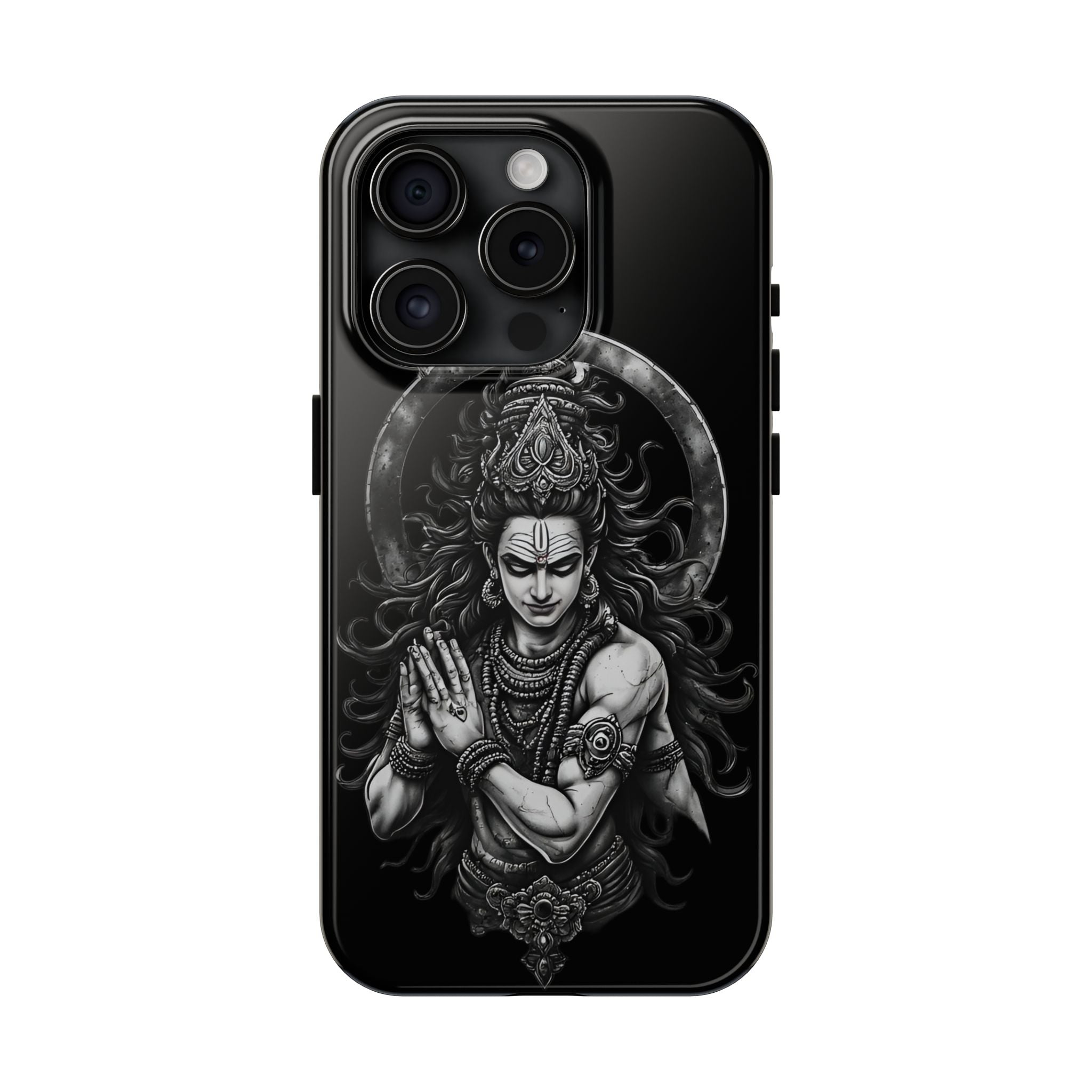 Shiva Tough Phone Case — Black Protective Hindu Deity Design
