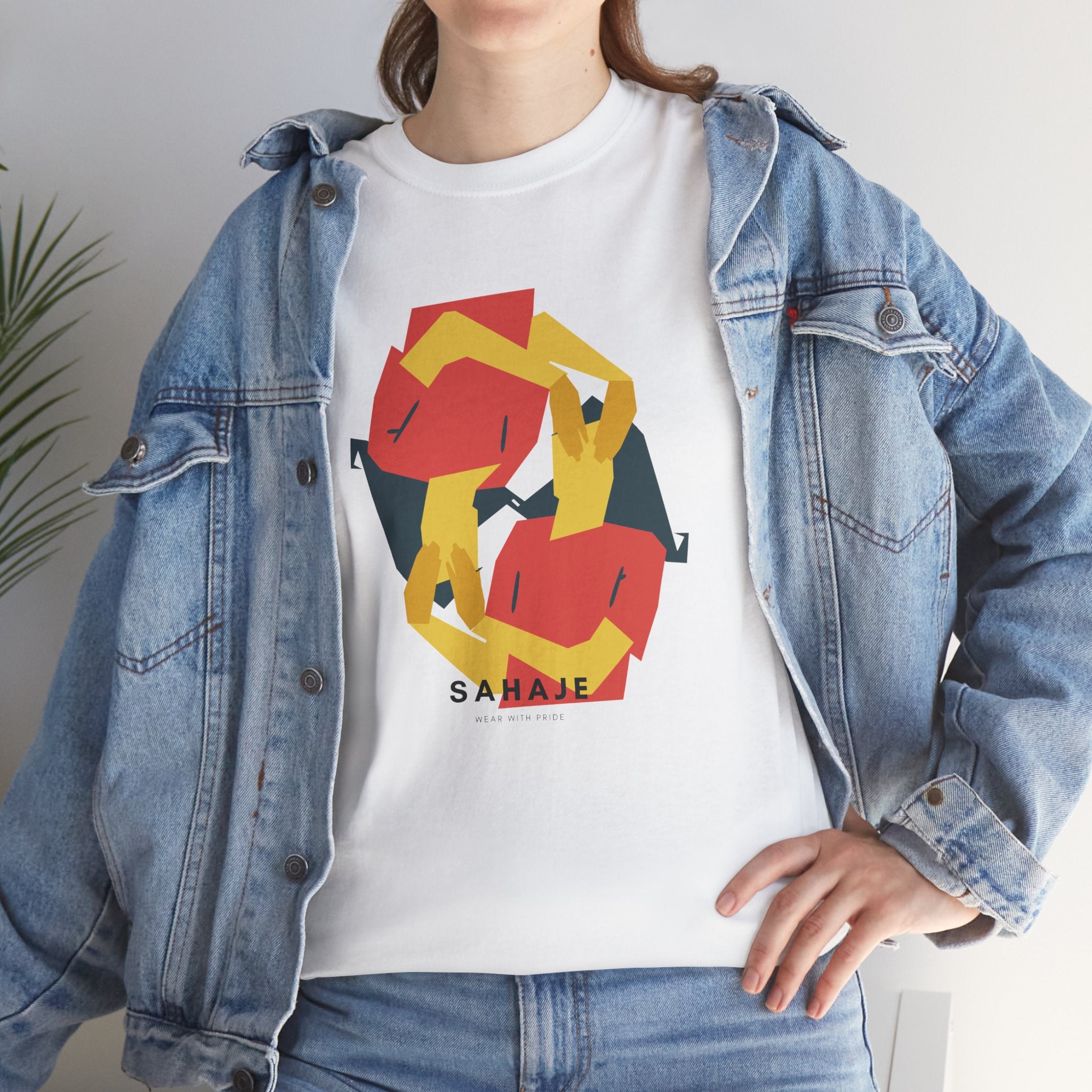Foxes in Hexagon Graphic Tee — Minimal Geometric Animal Shirt