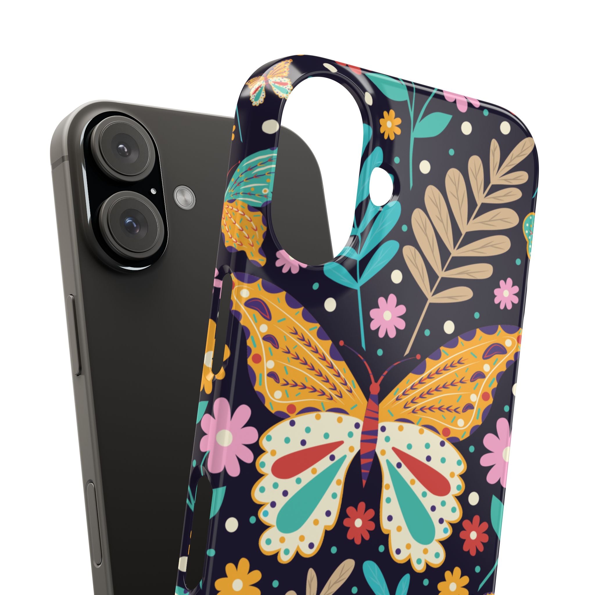 Butterfly Floral Slim Phone Case — Colorful Boho Garden Design