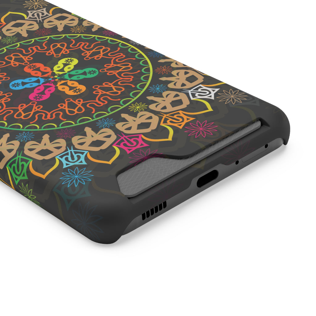 Colorful Mandala Phone Case with Card Holder, Bohemian Phone Accessory, Gift for Him/Her, Vibrant Smartphone Case, Artistic Phone Cover