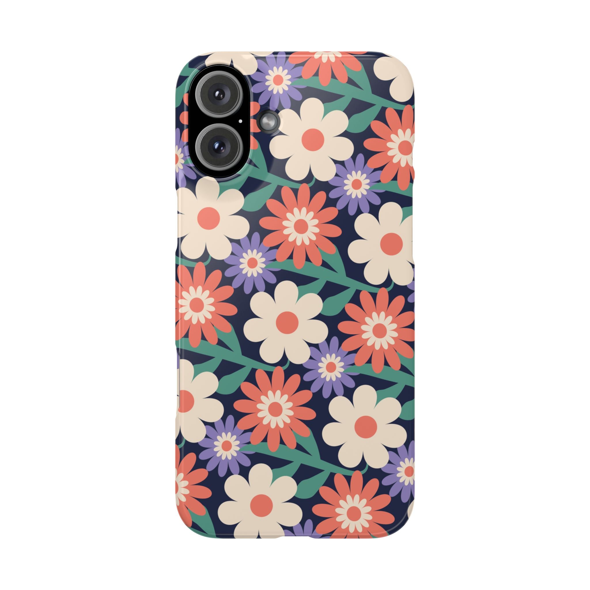 Floral Retro Slim Phone Case – Navy Ditsy Flowers