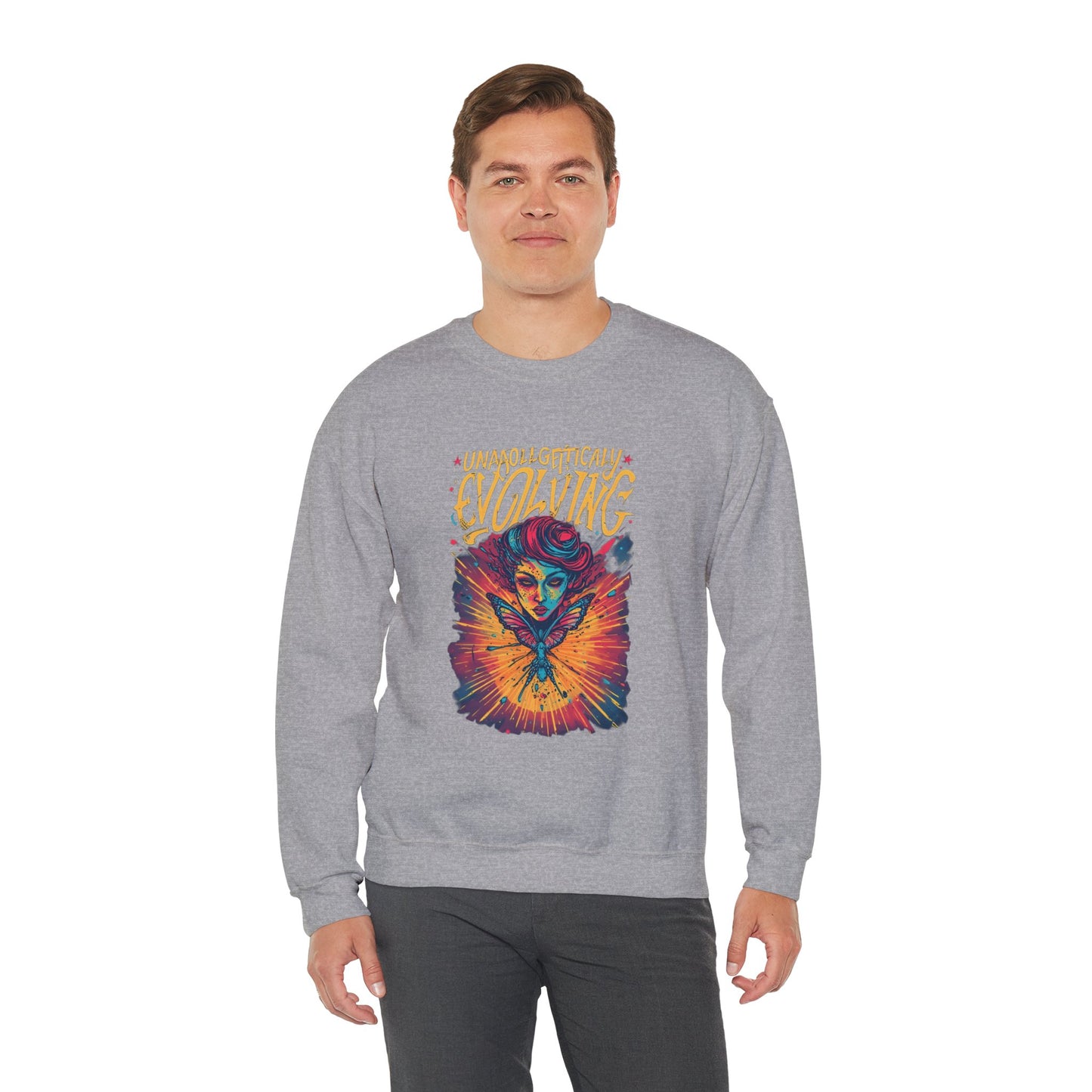 Evolving Butterfly Crewneck Sweatshirt — "Unafraid, Authentically Evolving" Inspirational Pullover