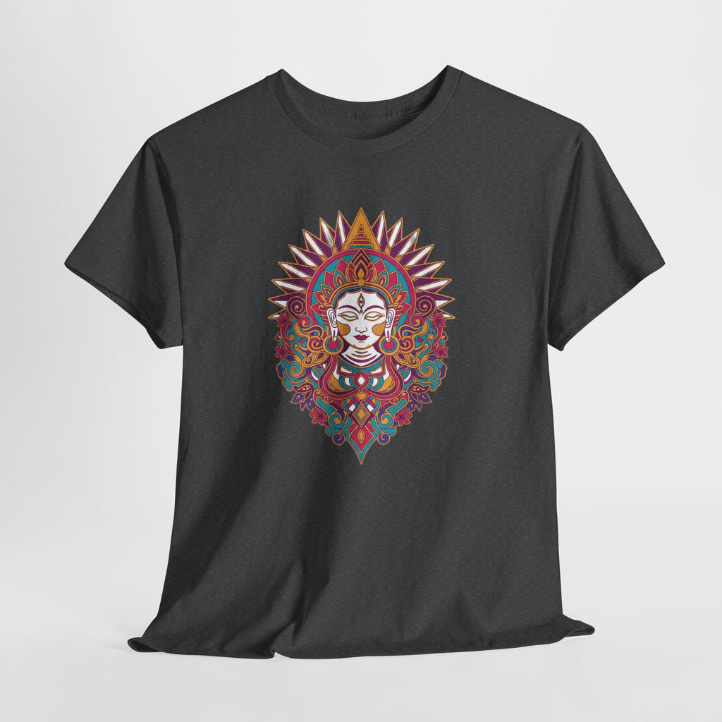 Spiritual Goddess Sun Mandala Tee — Colorful Boho Yoga T‑Shirt