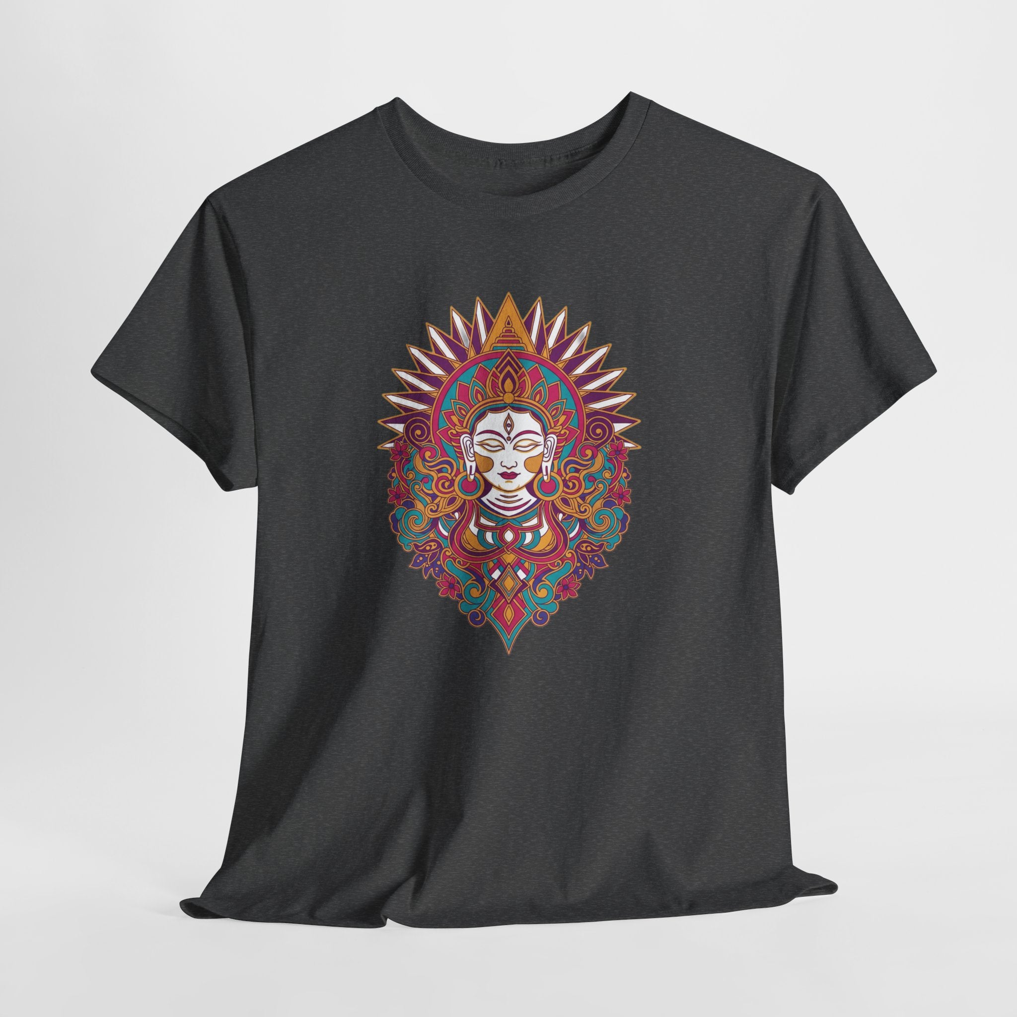 Spiritual Goddess Sun Mandala Tee — Colorful Boho Yoga T‑Shirt
