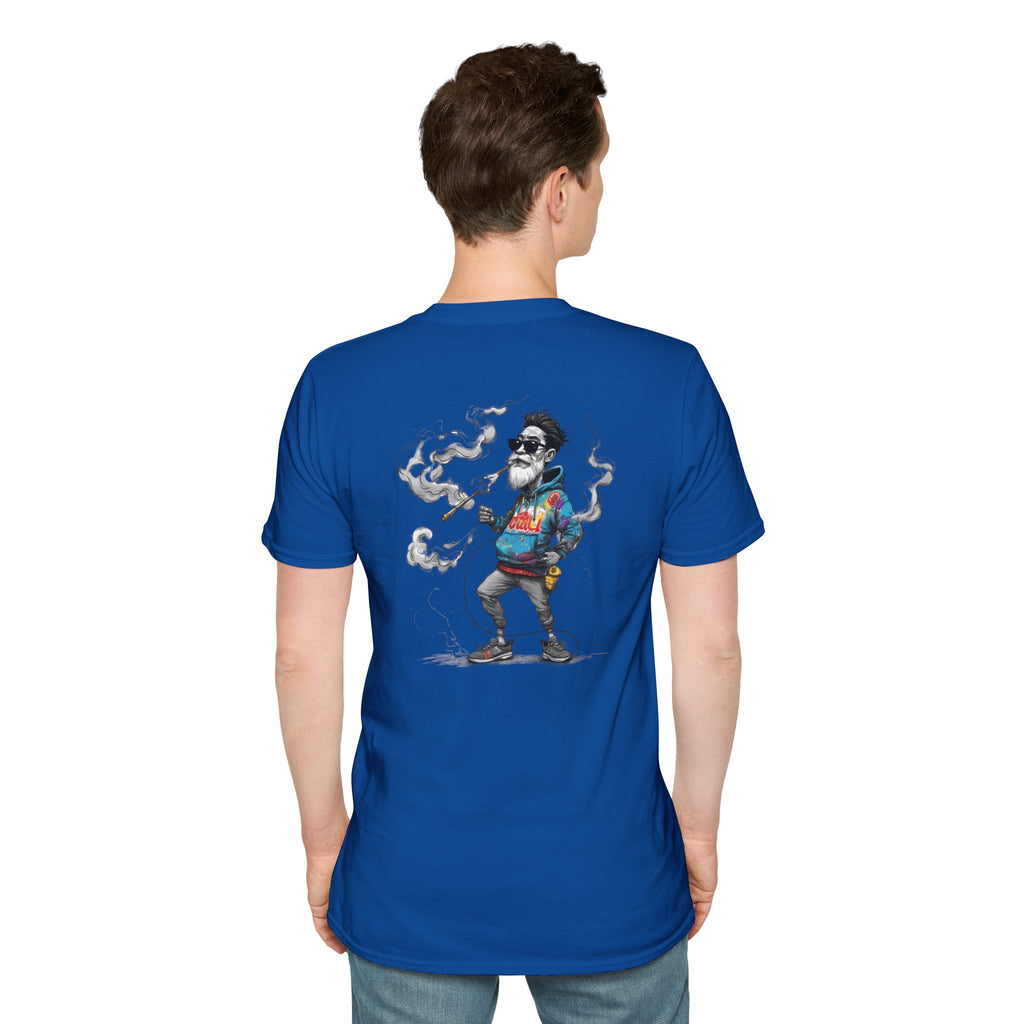Cartoon T-Shirt – Funny Old Man Smoking Street Graphic Tee, Anti-Smoking Awareness Shirt