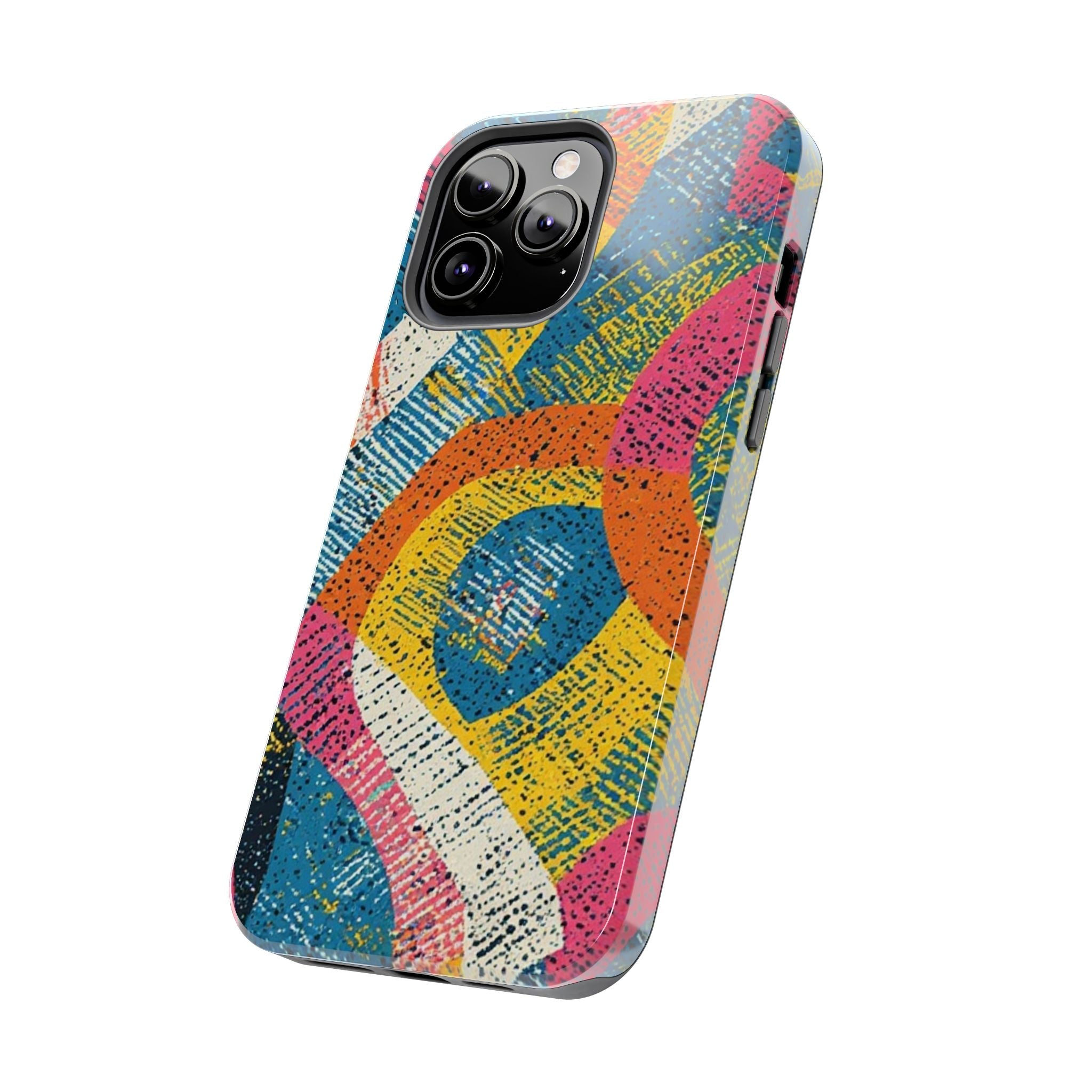 Bold Retro Abstract Tough Phone Case — Colorful Geometric Protective Cover
