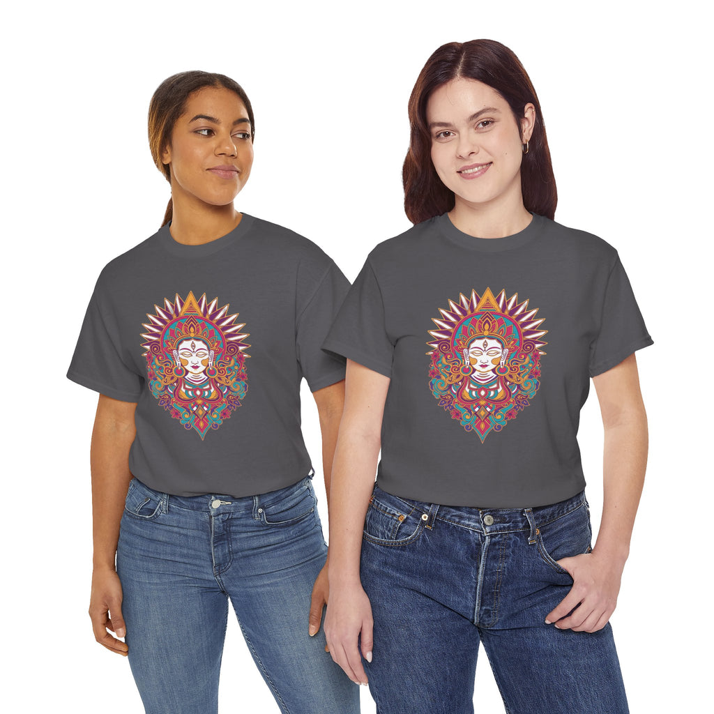 Spiritual Goddess Sun Mandala Tee — Colorful Boho Yoga T‑Shirt