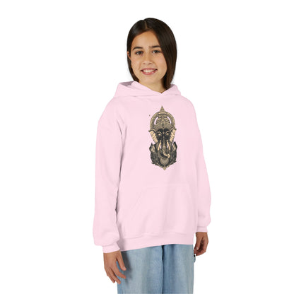 Youth Hoodie — Majestic Ganesha Elephant Art Graphic