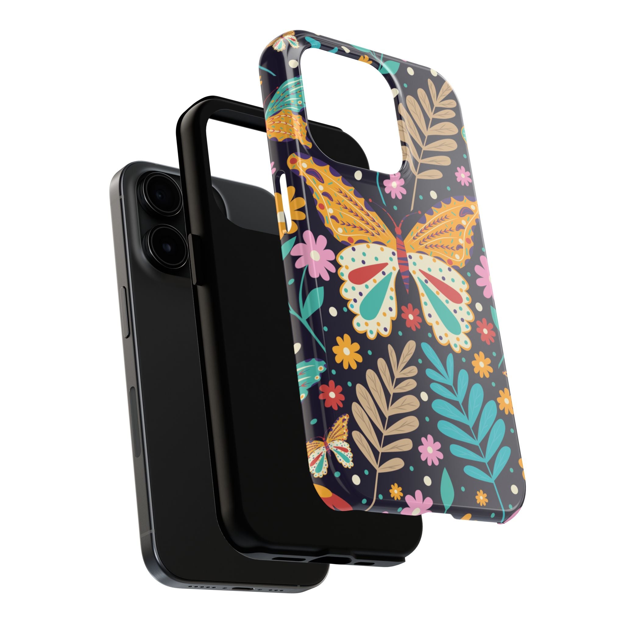 Floral Butterfly Tough Phone Case — Colorful Garden Protective Cover