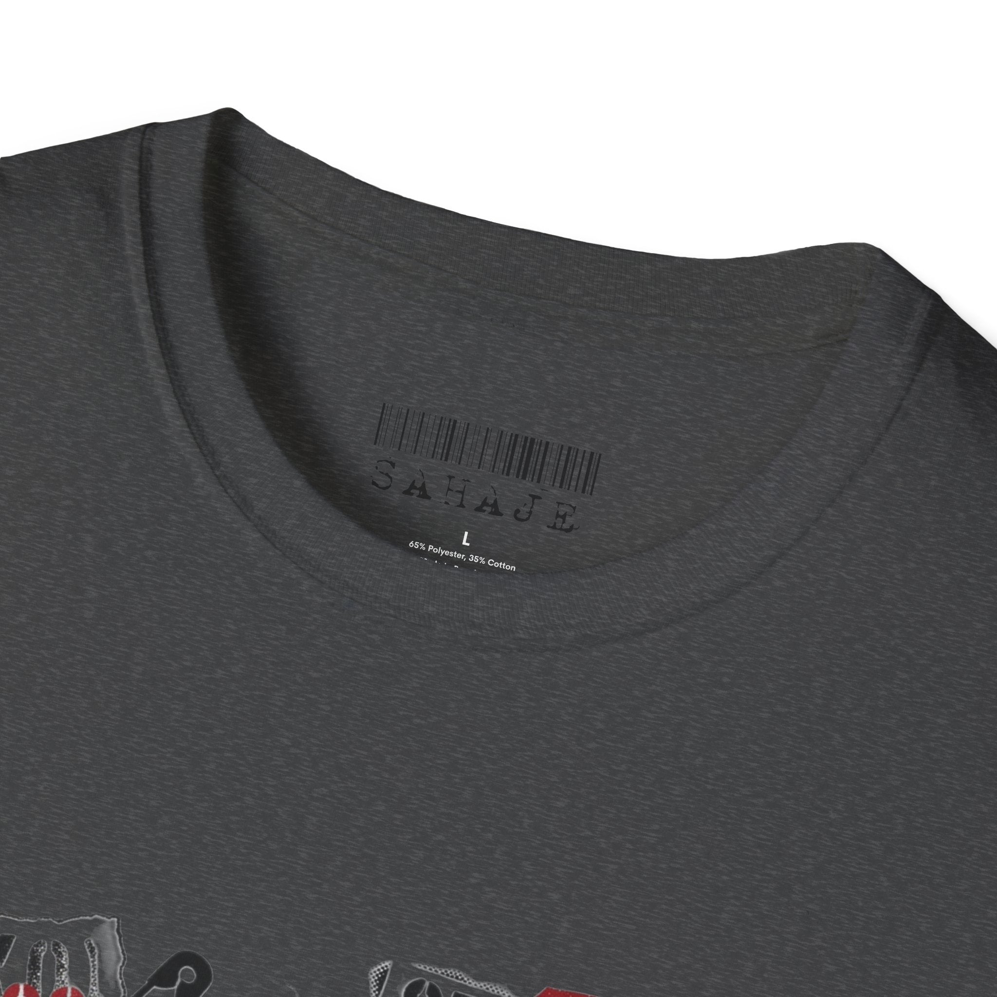Sahajé Graphic T-Shirt — Bold Streetwear Tee with Red Slash Design