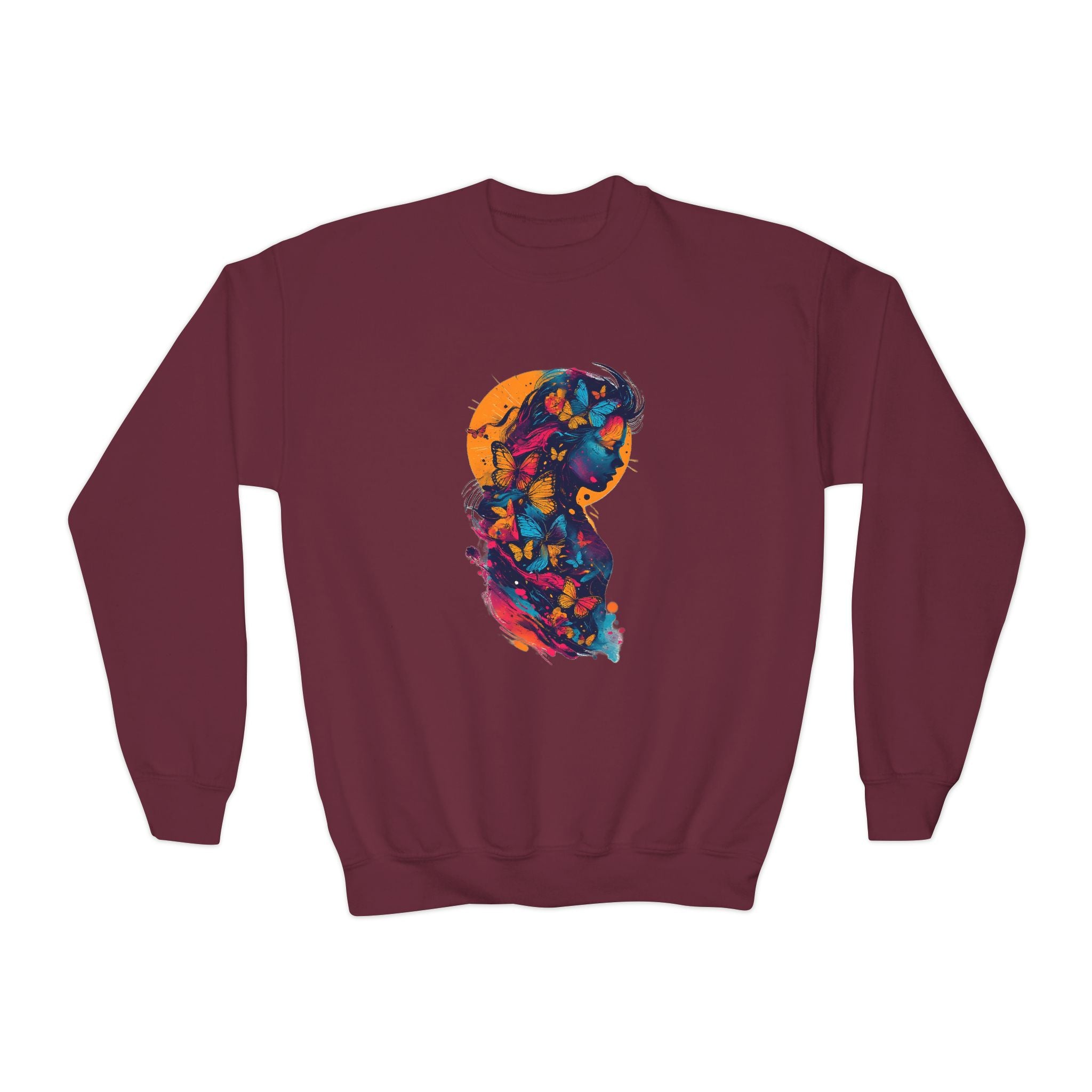 Youth Sweatshirt — Colorful Astronaut Silhouette Crewneck